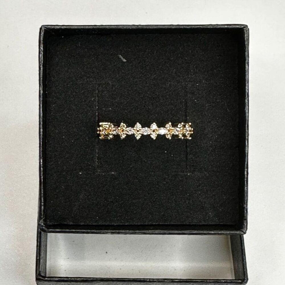 NWB Rose Gold Plated Dainty Half-eternity Stack Ring w/ CZ Stones Size 8.75